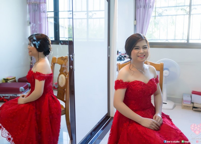 ชุดยกน้ำชา งานหมั้น ชุดแดง056 แต่งงานแบบจีน